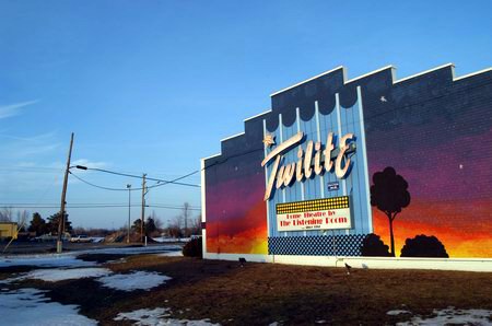 Twilite Drive-In Theatre - Old Marquee With Former Lot Across The Street